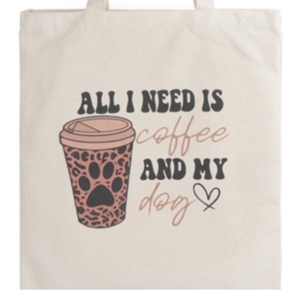 Riah Fashion All I Need is Coffee and My Dog Tote Bag - Picture 2 of 6